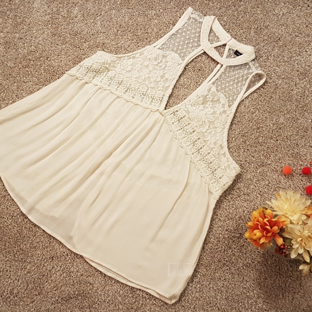 AE lace high neck blouse